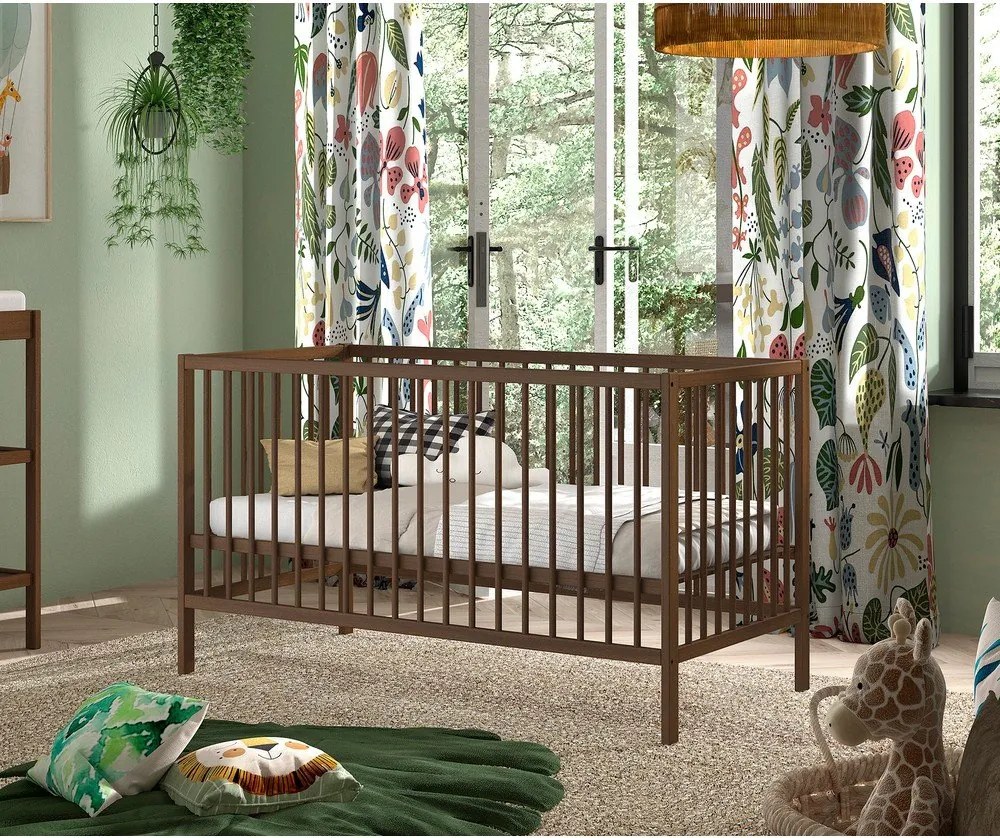 Barna bükkfa babaágy levehető oldallal-állítható magassággal 70x140 cm Dino – Vipack