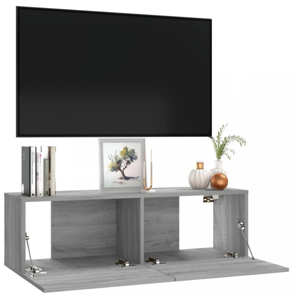 szürke sonoma színű szerelt fa TV-szekrény 100 x 30 x 30 cm