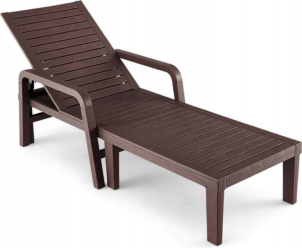 Kerti Napozóágy 192X66X33 CM Sötétbarna Állítható Stabil