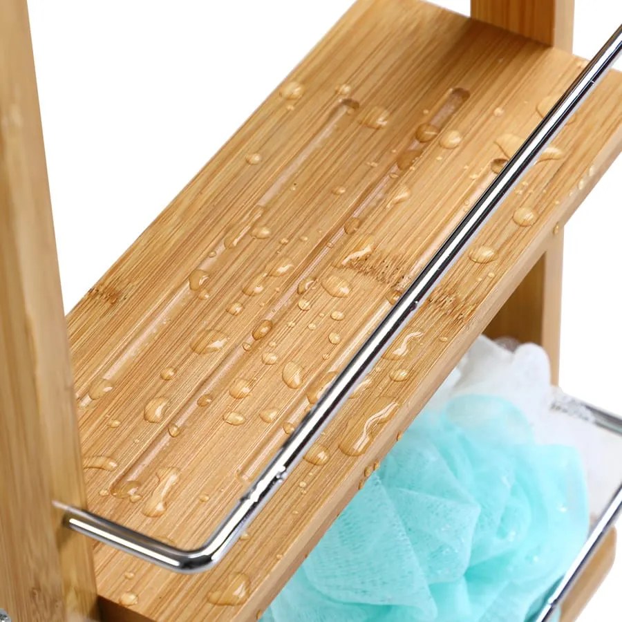 BAMBOO fürdőszobai függő polc, 28,5x10x70cm, 3 polc, barna Casaria