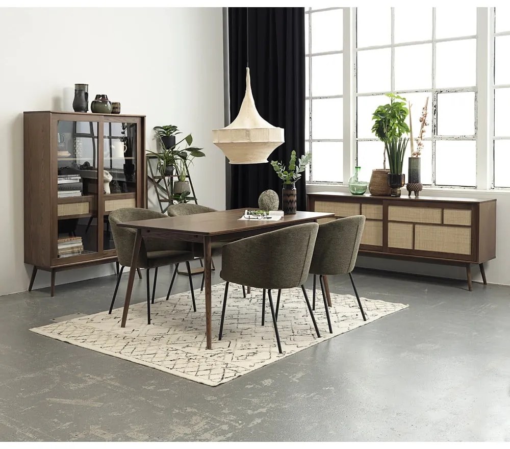 Barna bővíthető étkezőasztal tölgyfa dekoros asztallappal 150x90 cm Barrali – Unique Furniture