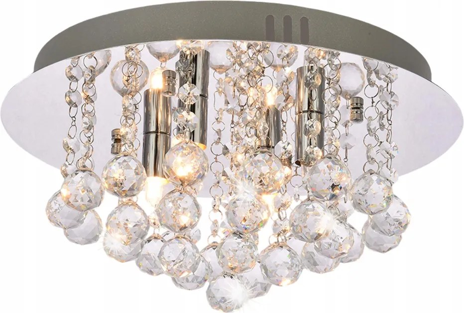 Mennyezeti Lámpa Függő Kristály Csillár Plafon Króm Glamour x4 Led