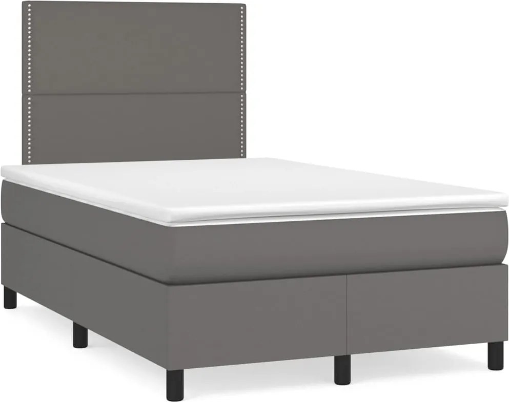 vidaXL szürke műbőr rugós ágy matraccal 120 x 200 cm