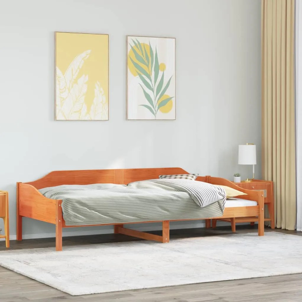 viaszbarna tömör fenyő ágykeret matrac nélkül 80x200 cm