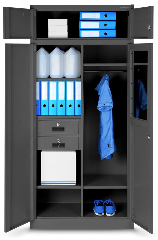 Fém öltözőszekrény BORYS, 900 x 1850 x 500 mm, antracit