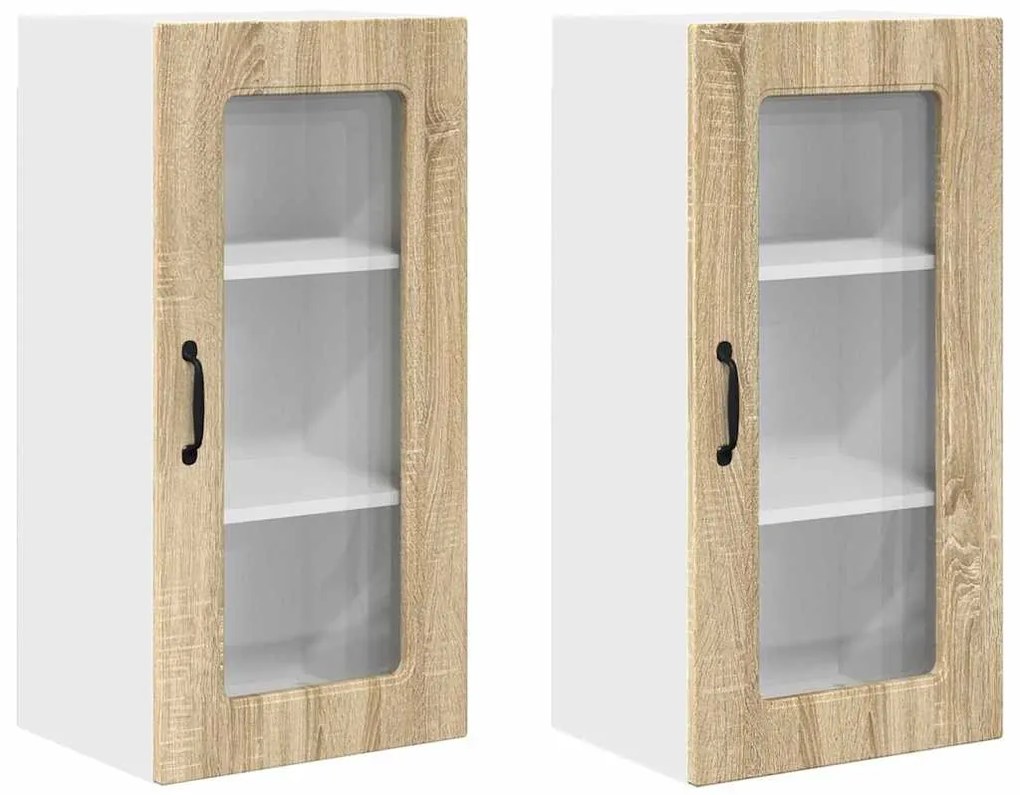 Fali konyhaszekrény 2 pcs Sonoma tölgy 40 x 31 x 80 cm Faanyag