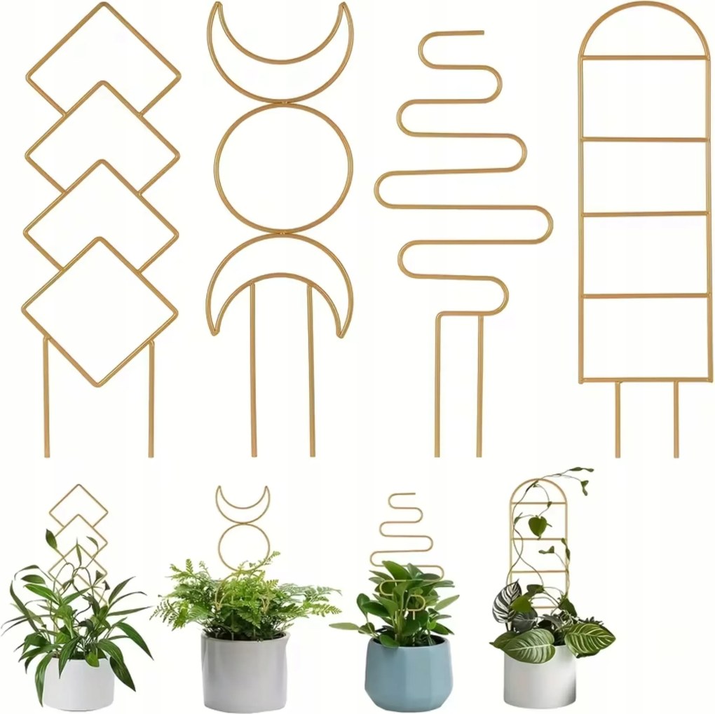 Növénytámasz 4DB Arany Fém Mini 33CM Kúszónövényekhez Díszlétra