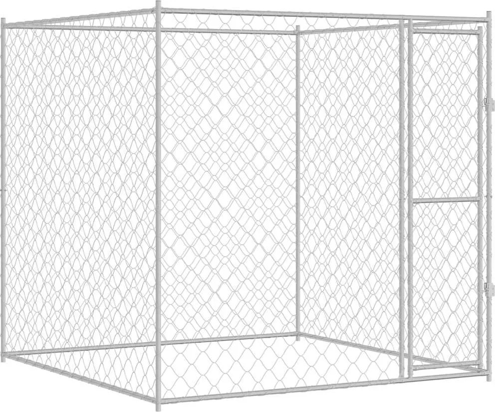 vidaXL Kutyaketrec Ezüst 200 x 200 x 200 cm Horganyzott acél