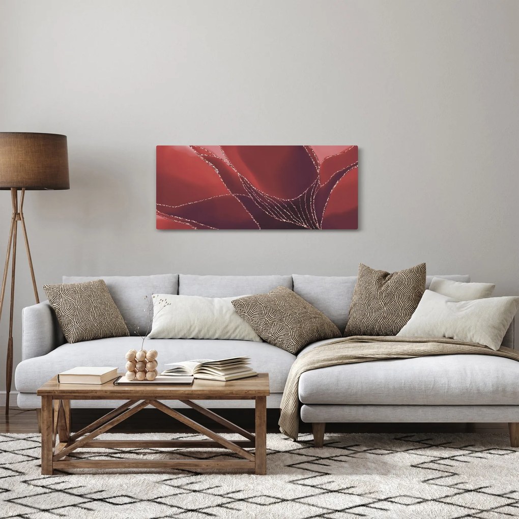 Kép - Piros absztrakt virág N⁰2 (120x50 cm)