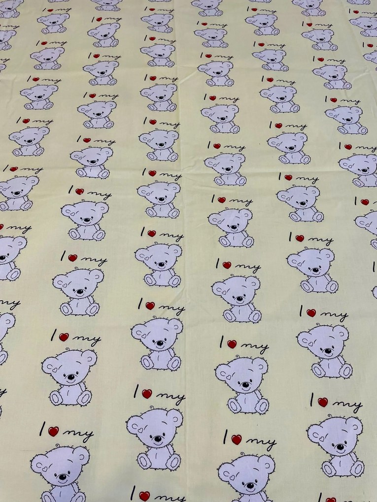 Gyermek pamut lepedők Bear love TiaHome - 1x Párna 90x70cm, 1x Paplan 140x200cm