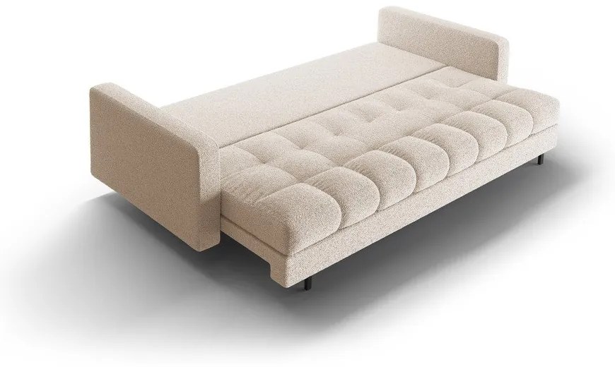 Bézs buklé kinyitható tárolóhelyes kanapé 222 cm Bali – Cosmopolitan Design