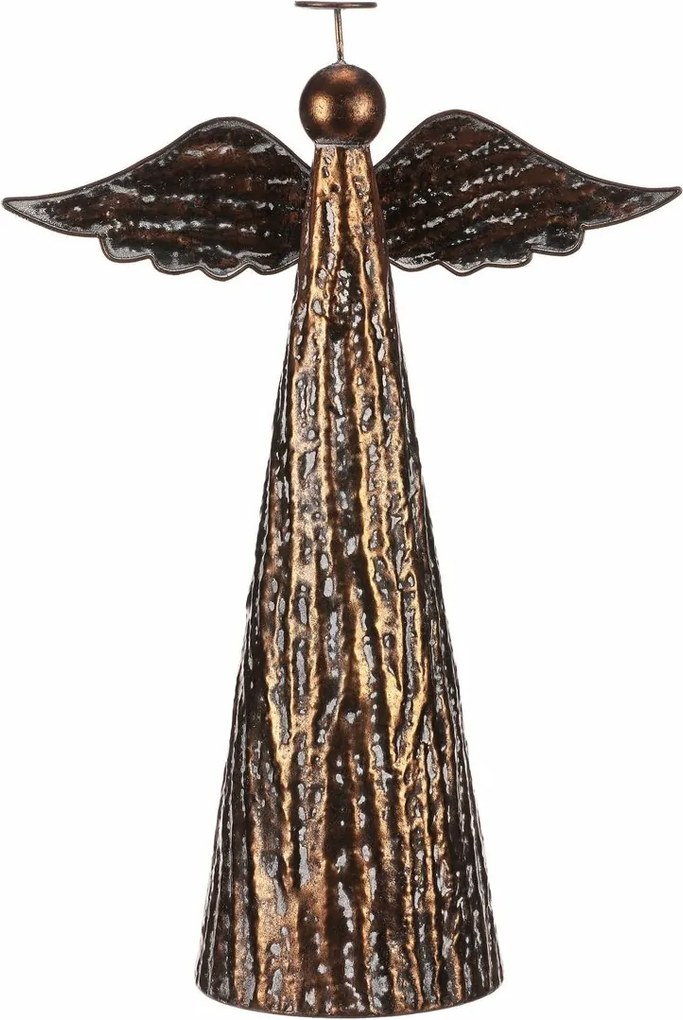Karácsonyi fém dekoráció állványra Angyal, XL méret, réz