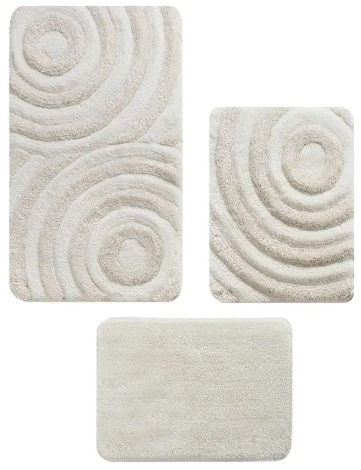 Bézs fürdőszobai kilépő szett 3 db-os 60x100 cm Wave – Foutastic
