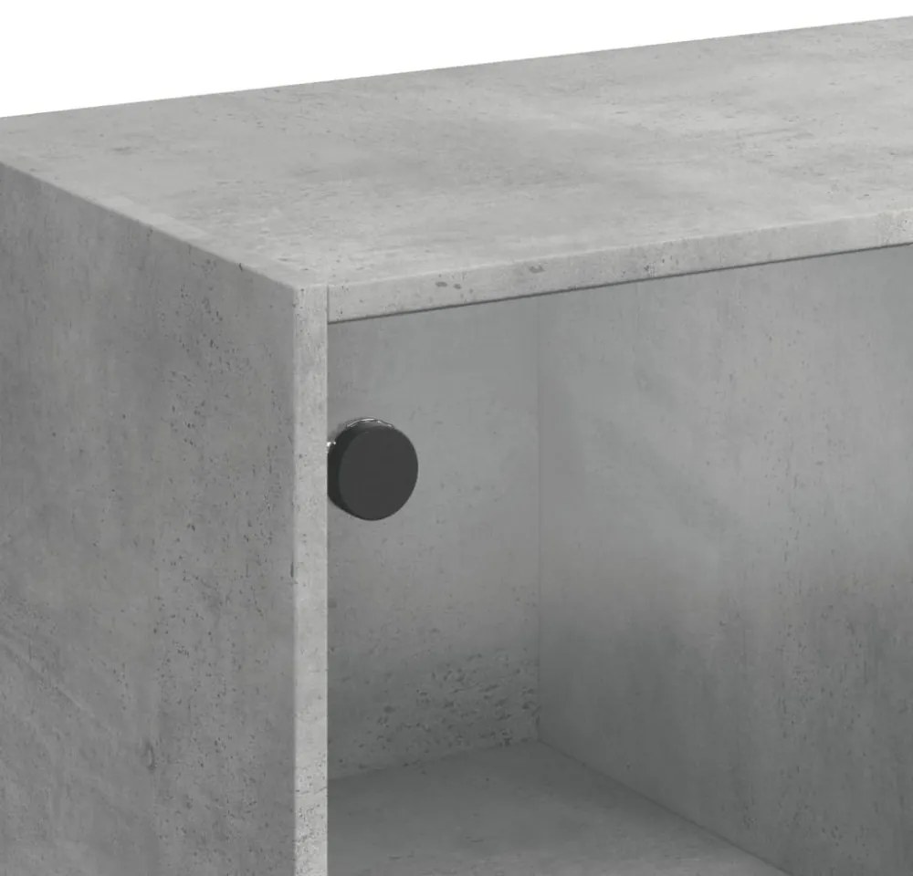 betonszürke szerelt fa könyvespolc ajtókkal 136 x 37 x 142 cm