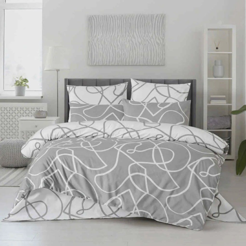 Merlot szürke pamut ágyneműhuzat 200x140cm+90x70cm TiaHome