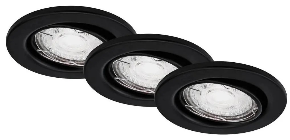 Brilo Brilo - KÉSZLET 3x LED Fürdőszobai beépíthető lámpa 1xGU10/5W/230V IP23 fekete BL1238