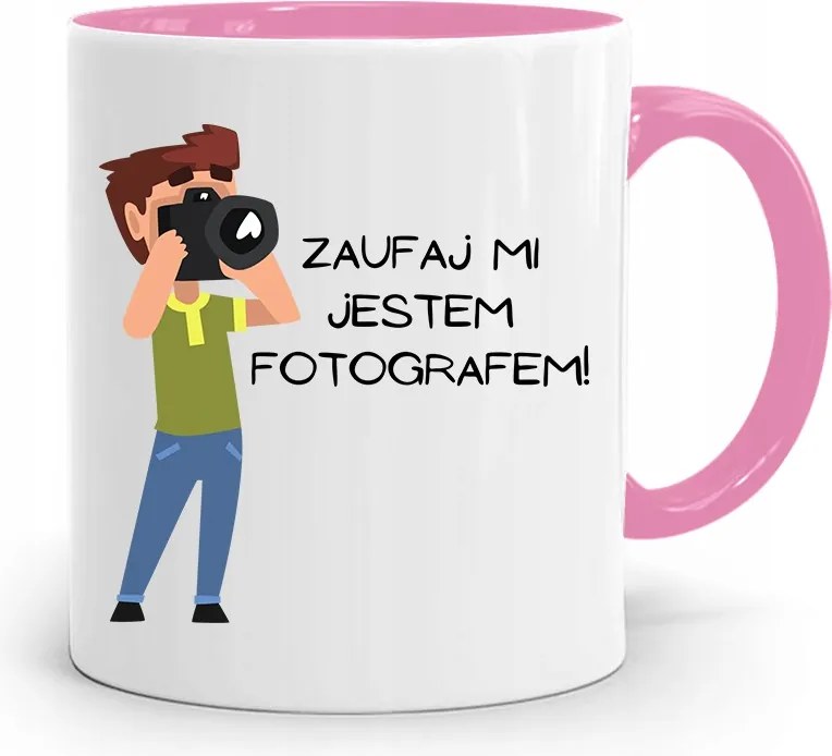 Rózsaszín Bögre Fotósnak Bízz Bennem Ajándék fényképes nyomattal