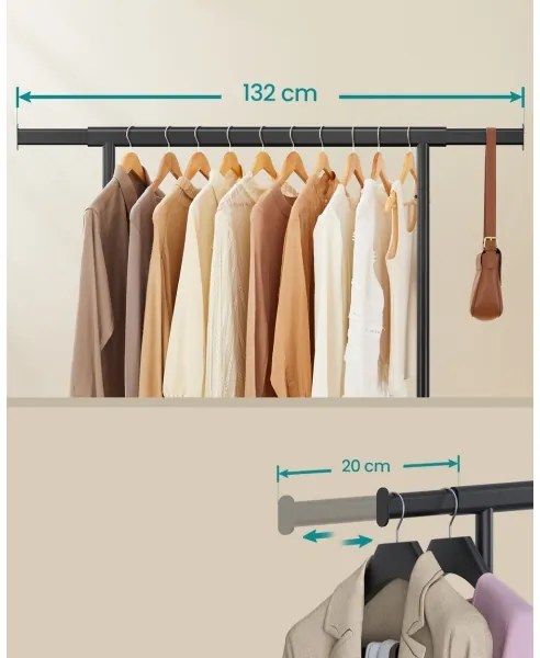 Mobil állványos ruhafogas LINEA, fekete