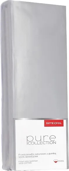 Pure szatén gumis lepedő kiváló minőség 200x220 világosszürke