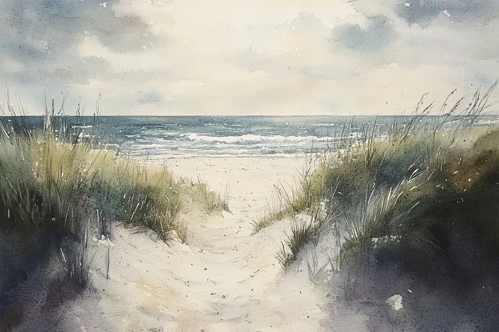 Vászonkép Canvas Tájkép Tengerpart Hullámok Ösvény Séta Kilátás 120x80