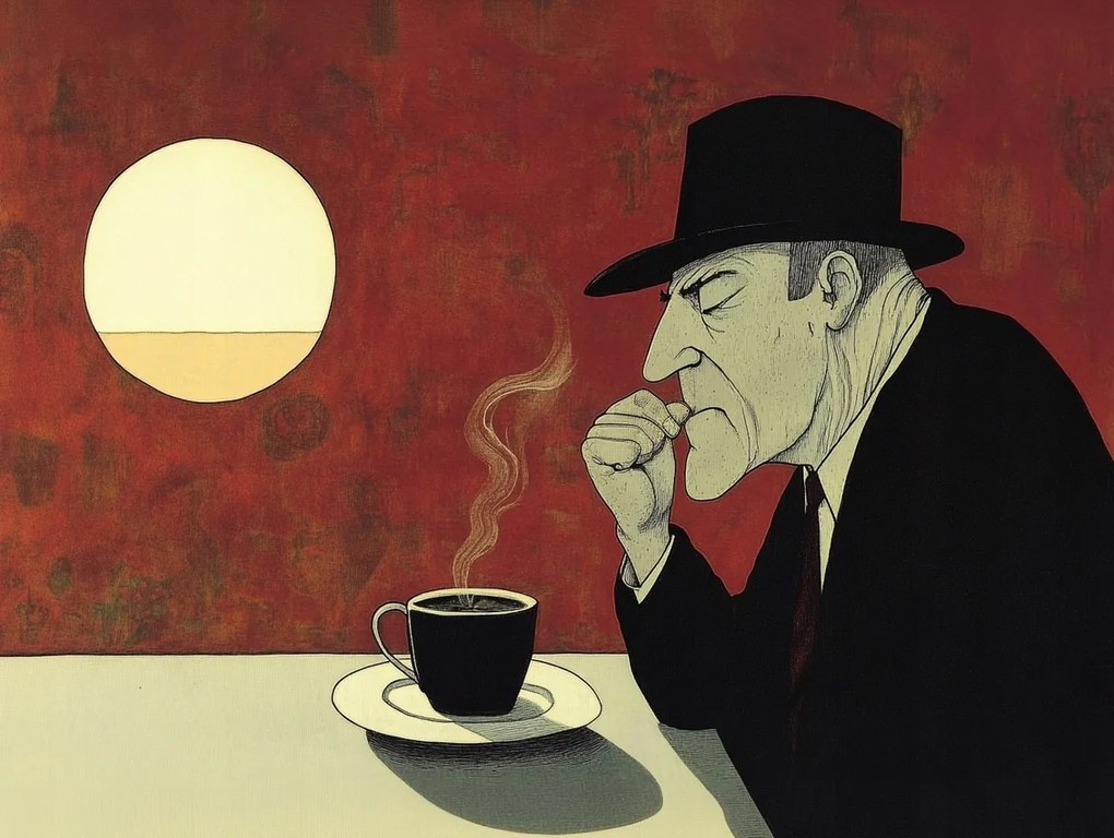 Vászonkép Canvas Grafika Figura Férfi Kávézó Kávé 80x60