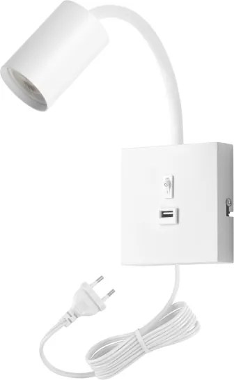 Immax 08296L - Fali lámpa USB-csatlakozóval PUNTO 1xGU10/9W/230V fehér