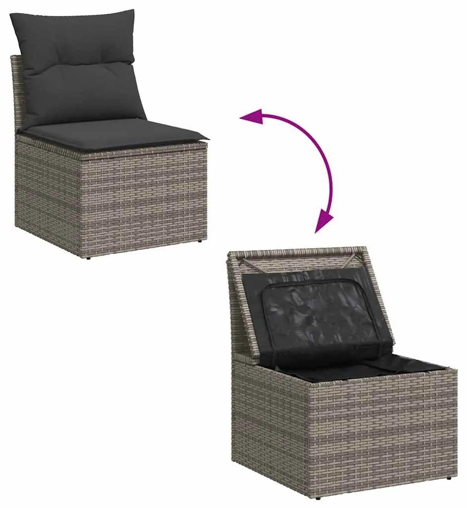 vidaXL 9 részes szürke polyrattan akácfa kerti ülőgarnitúra párnákkal