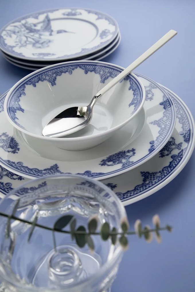 26 részes porcelán étkészlet kék-fehér
