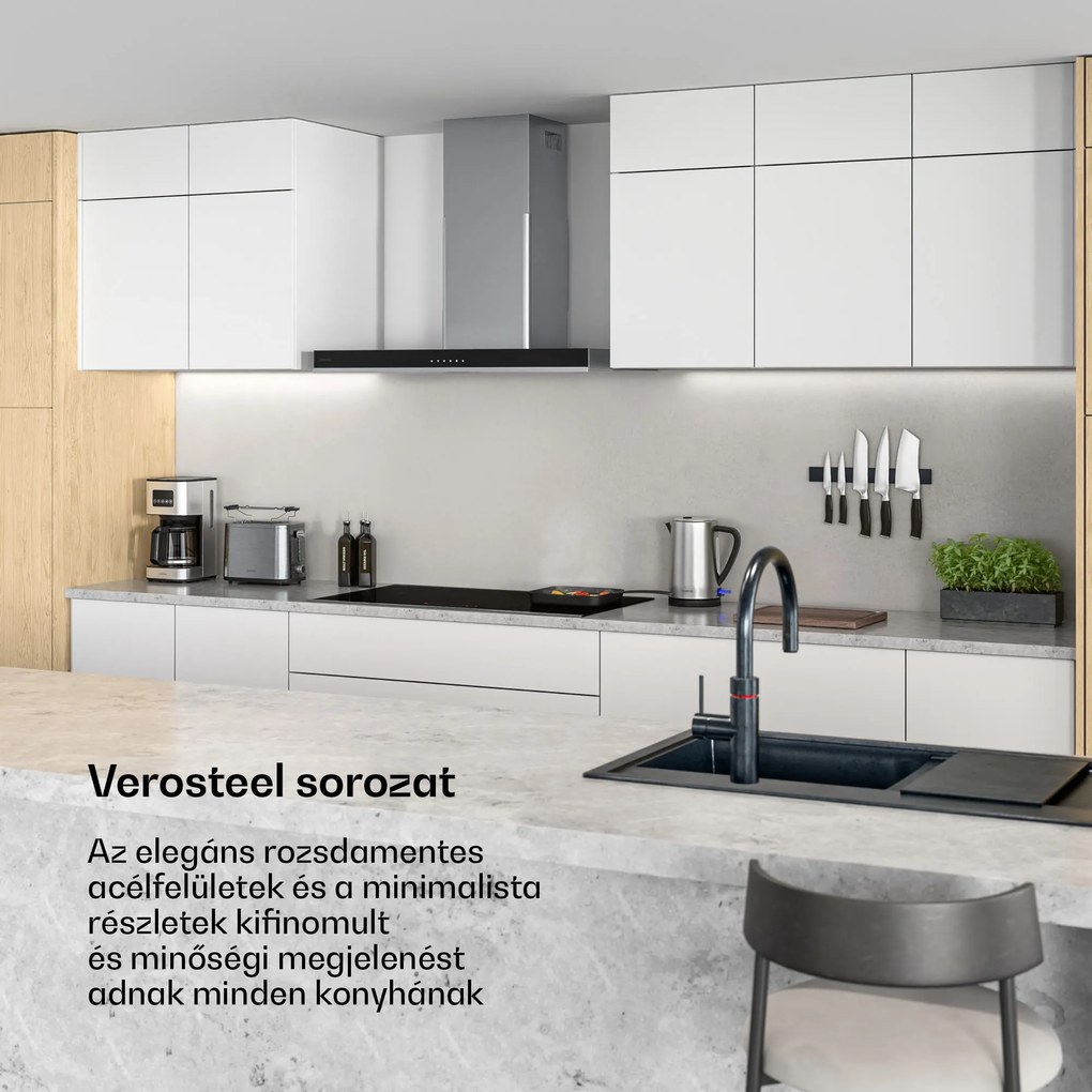Klarstein Verosteel indukciós főzőlap, Elegáns, minimalista, nagy teljesítményű, 5 főzőzóna, 12200 W, 90 cm