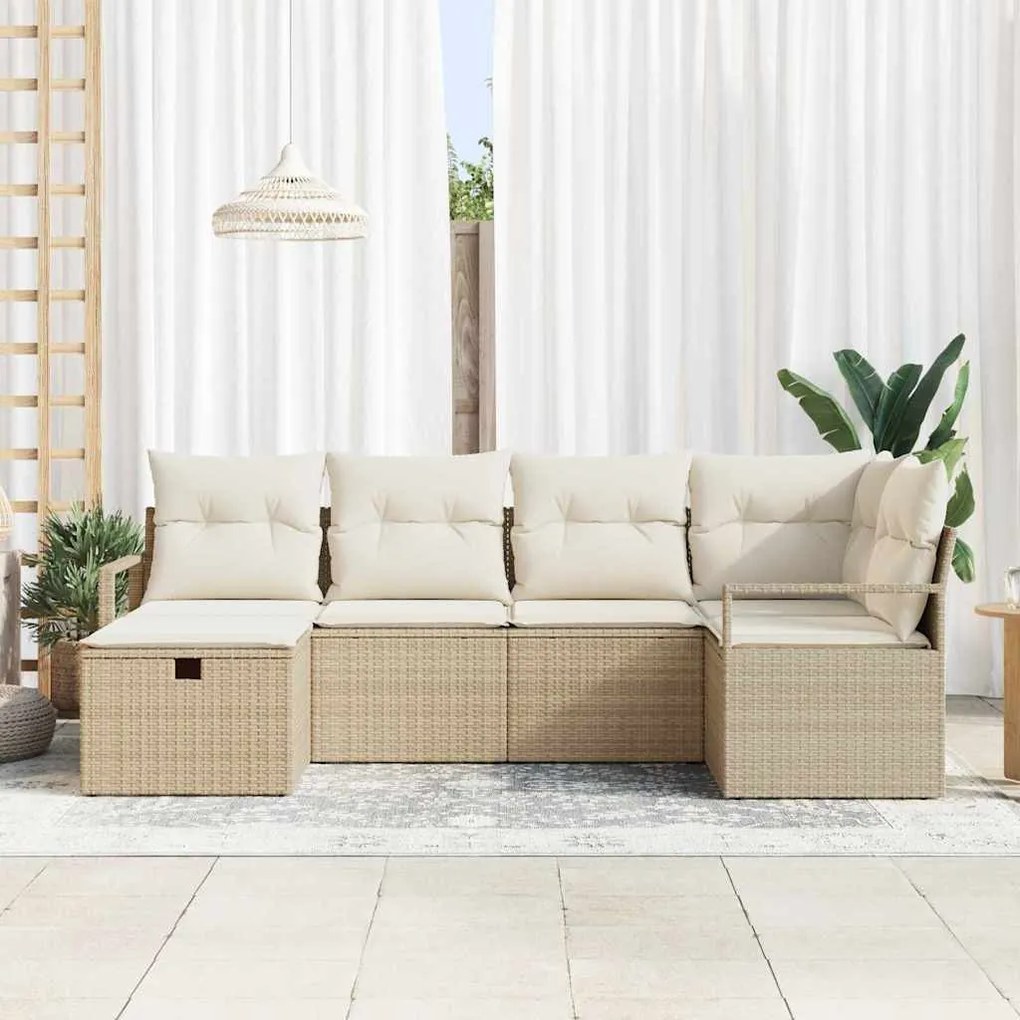 Kerti Kanapé Szett 6 pcs bézs és krémszínű 232 x 122 x 85 cm