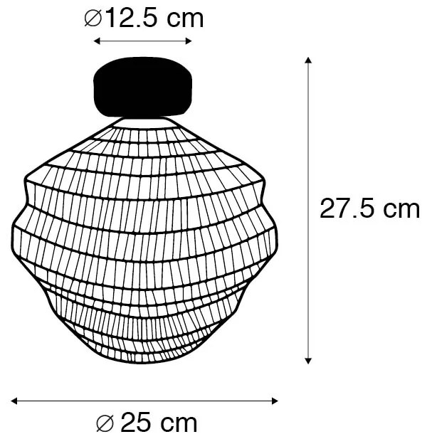 Keleti mennyezeti lámpa fekete 25 cm - Vadi