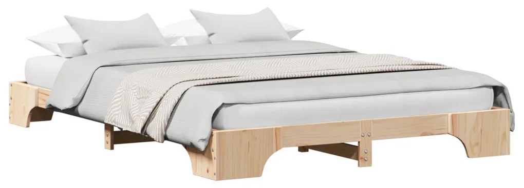 Ágykeret Természetes Tömör fenyőfa King Size Tartós