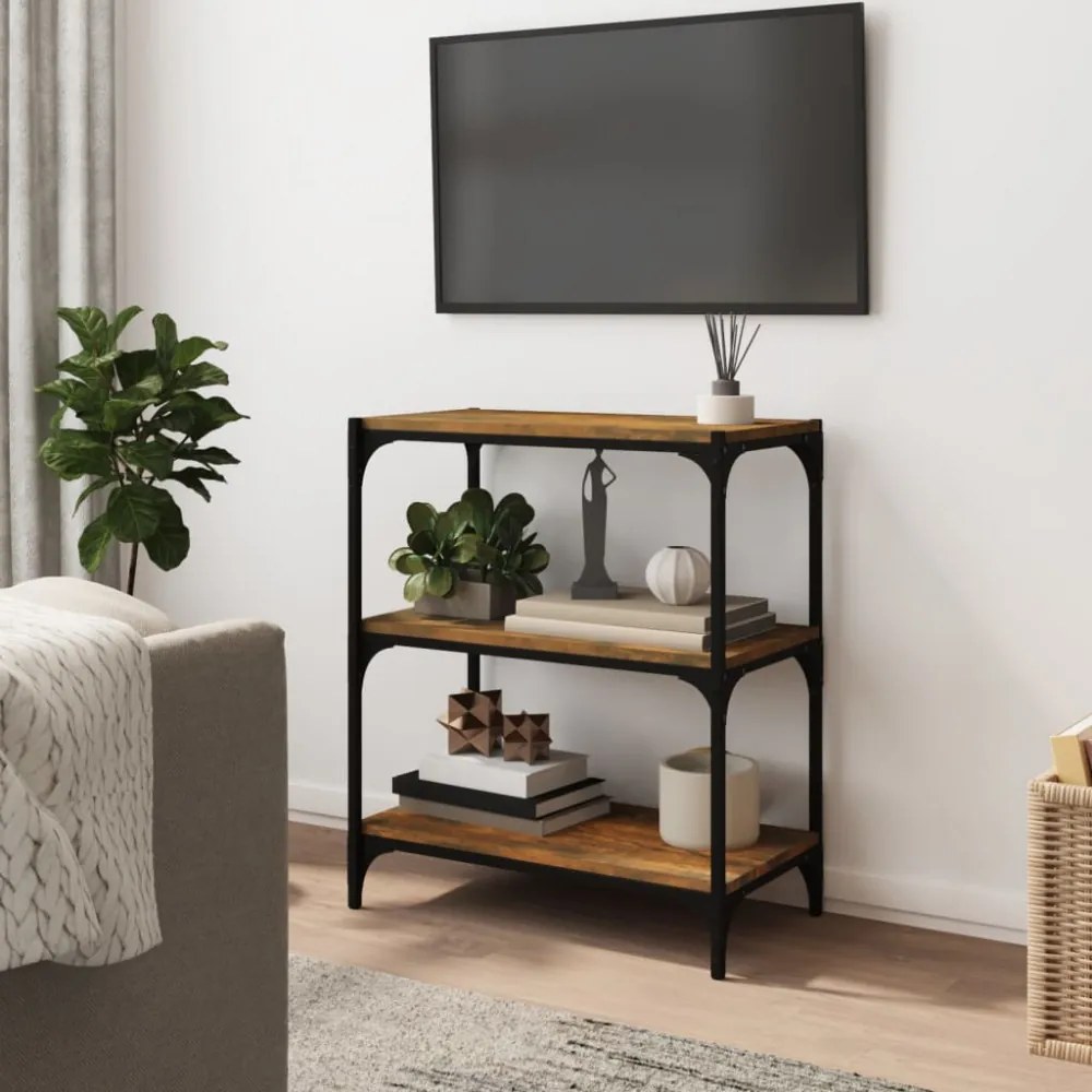 füstös tölgy szerelt fa és acél könyvszekrény 60 x 33 x 70,5 cm