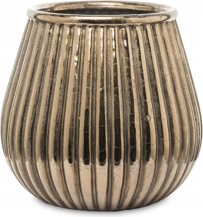 Arany Virágtartó 24x23cm Öregített Kerámia Fedél