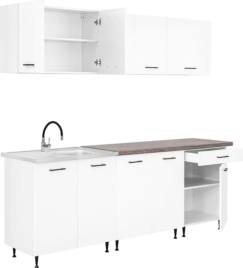 Primo 220 konyhabútor fehér, rauna szil munkalappal