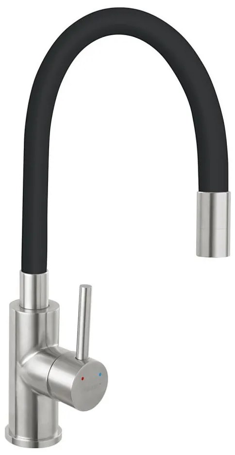 FERRO - Mosogató csap rugalmas karral rozsdamentes/matt fekete