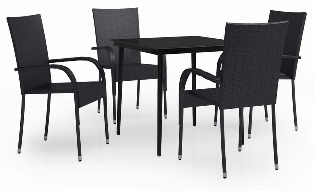 vidaXL 5 részes fekete kerti étkezőgarnitúra