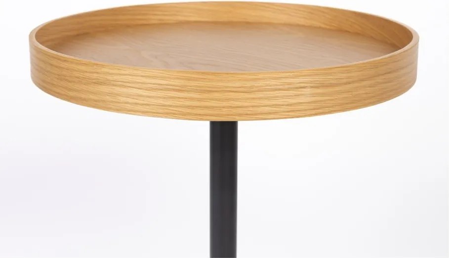 Kerek tárolóasztal tölgyfa dekoros asztallappal ø 40 cm Yuri S – White Label