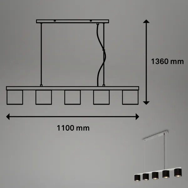 Briloner - Csillár zsinóron LURI 5xE14/25W/230V gumifa