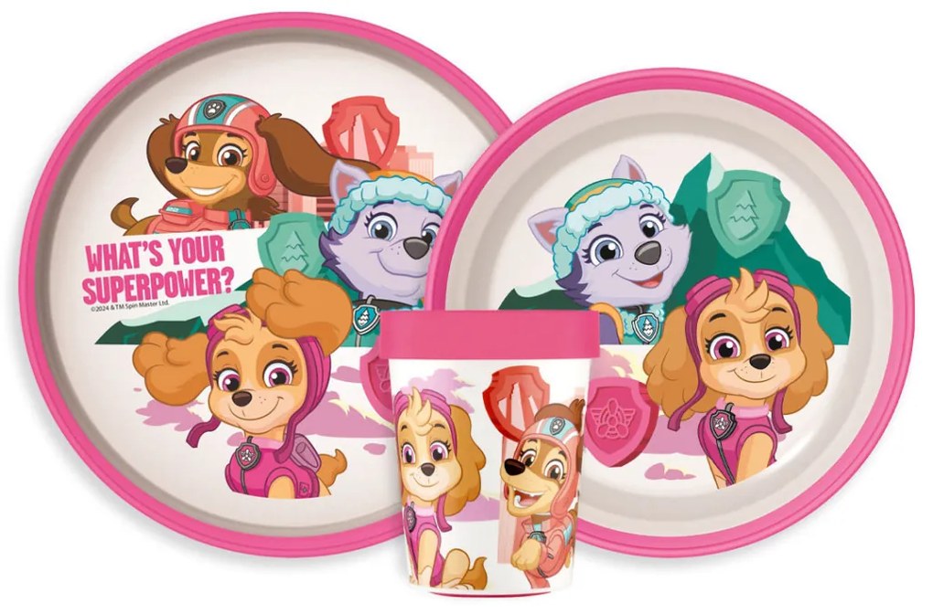 Mancs Őrjárat Superpowers csúszásmentes étkészlet, micro műanyag szett