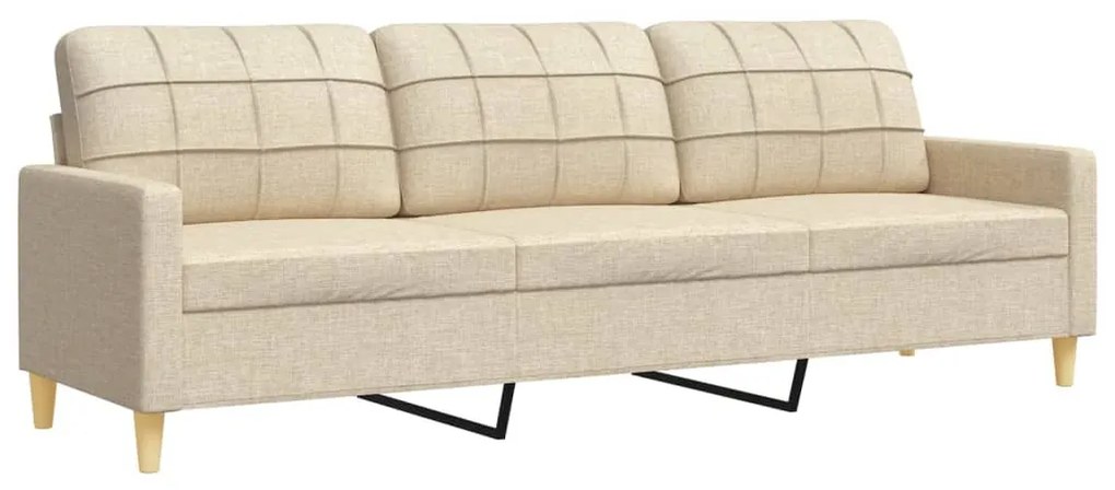 4 részes krémszínű szövet ülőgarnitúra lábtartóval/párnával