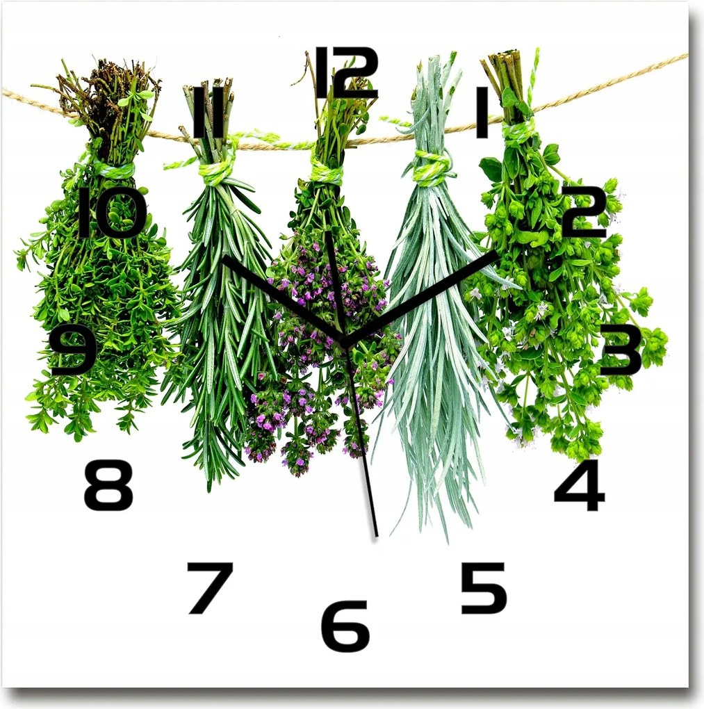 Nagy üveg falióra Gyógynövények zsinóron 60x60