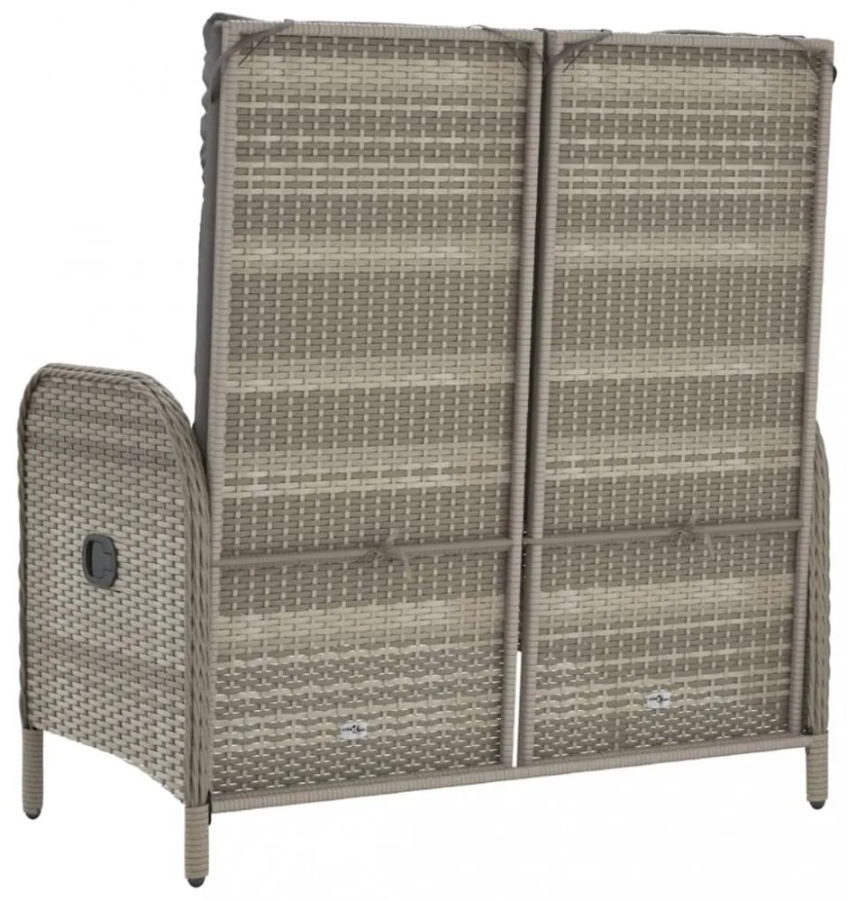 szürke polyrattan dönthető kerti pad párnákkal 107 cm