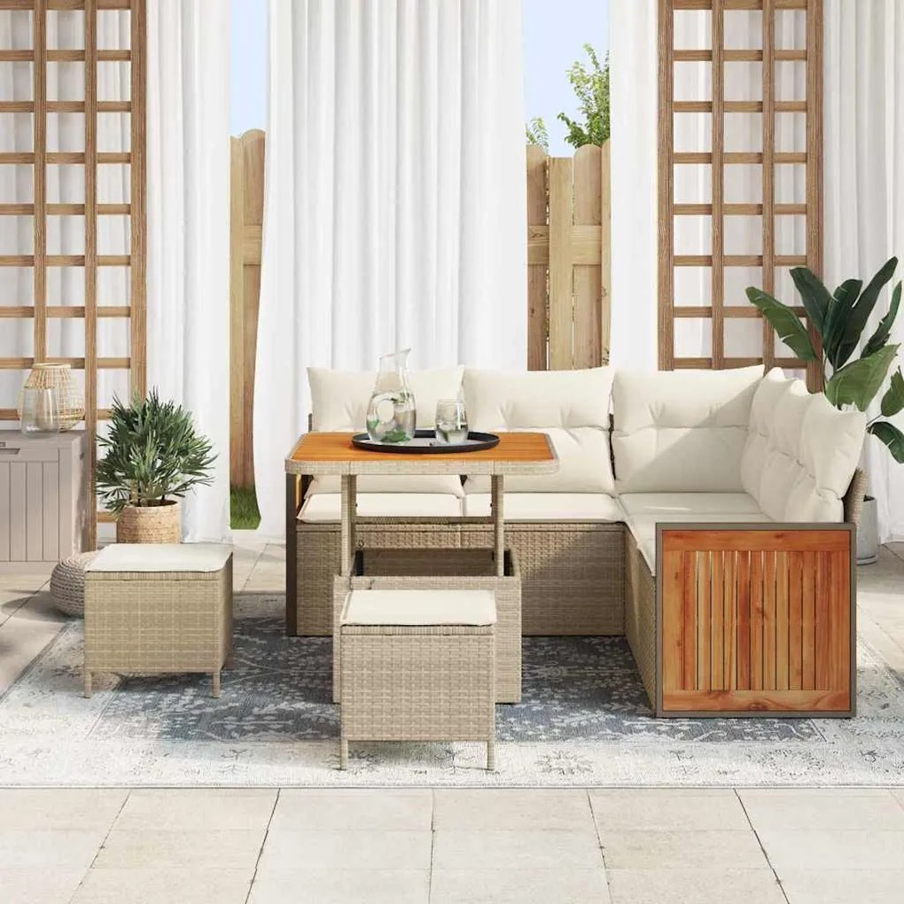 Kerti Kanapé Szett 8 pcs Beige és krém 80 x 80 x 71 cm