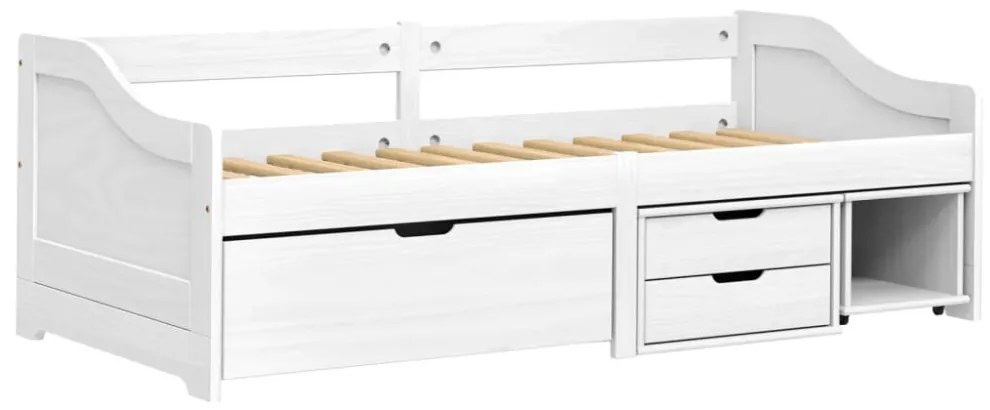 IRUN fehér tömör fenyőfa kanapéágy 3 fiókkal 90 x 200 cm
