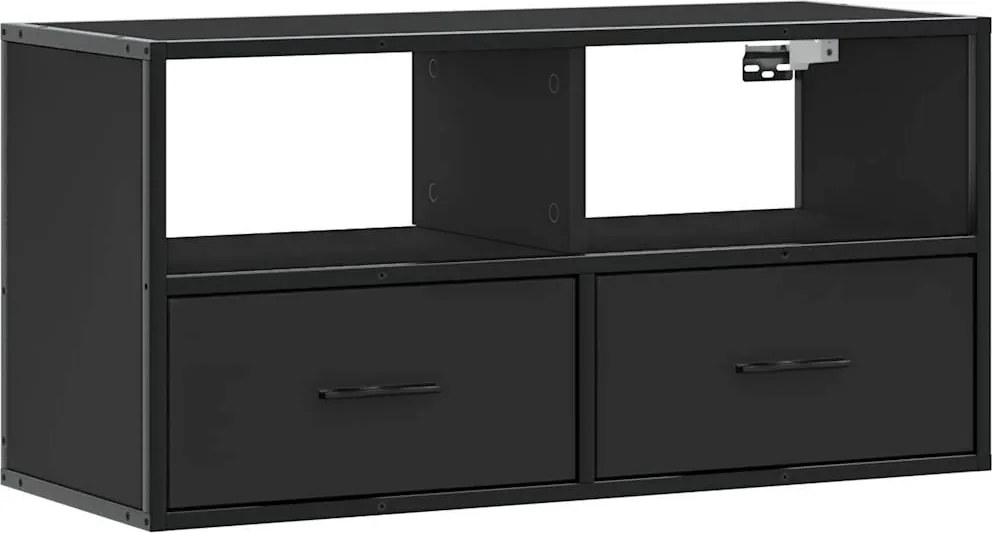 vidaXL fekete szerelt fa és fém TV-szekrény 80x31x39,5 cm