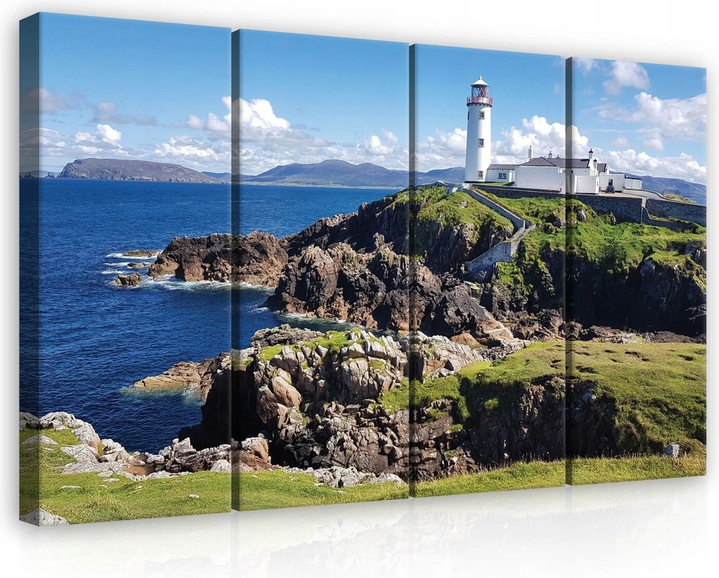 Vászonkép 120x80 Világítótorony tengerpart tenger sziklák Írország természet nyár