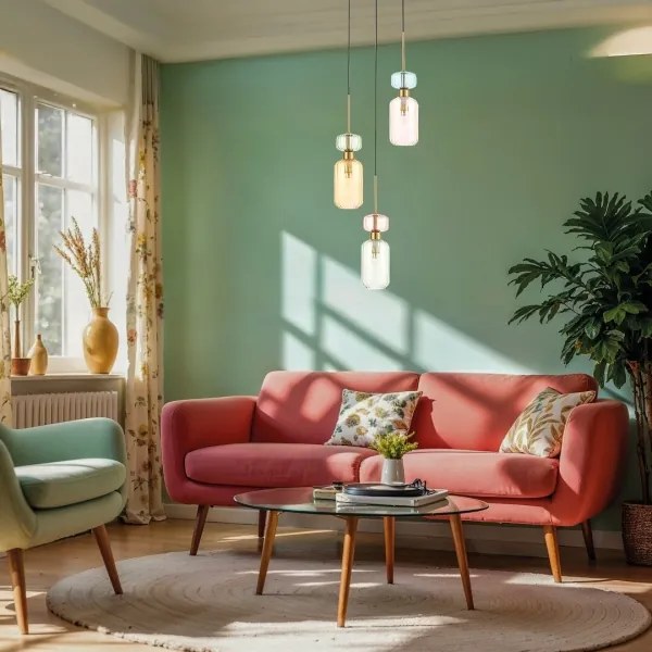 Csillár zsinóron MOLLY 3xE14/40W/230V átm. 38 cm színes