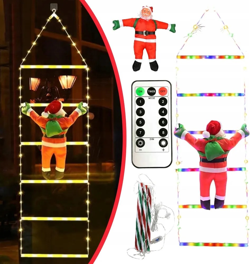 Led Mikulás Fénylánc– 75 CM Led Karácsonyi Világítás