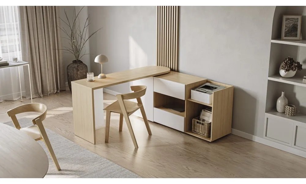 Íróasztal tölgyfa dekoros asztallappal 48x159 cm Tango – TemaHome